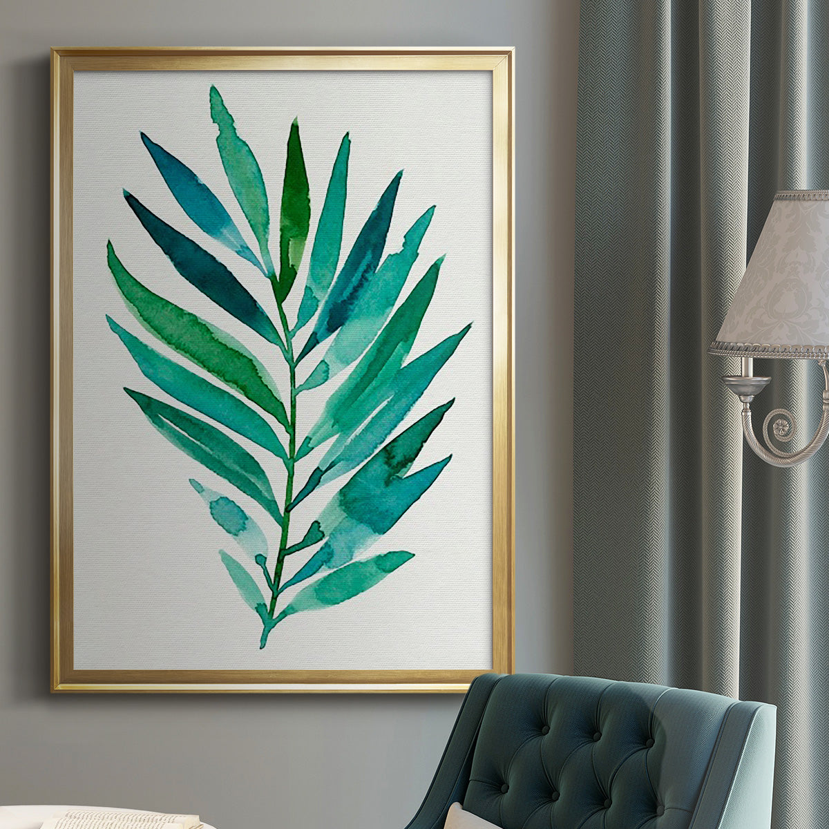 Palm Frond Flow I - Modern Framed Canvas Print