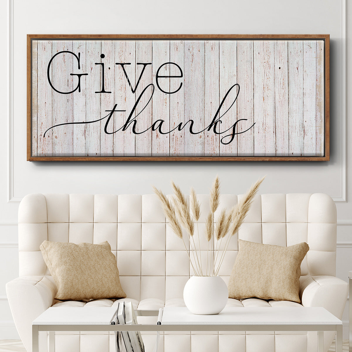 Give Thanks - Floater Framed Canvas Print