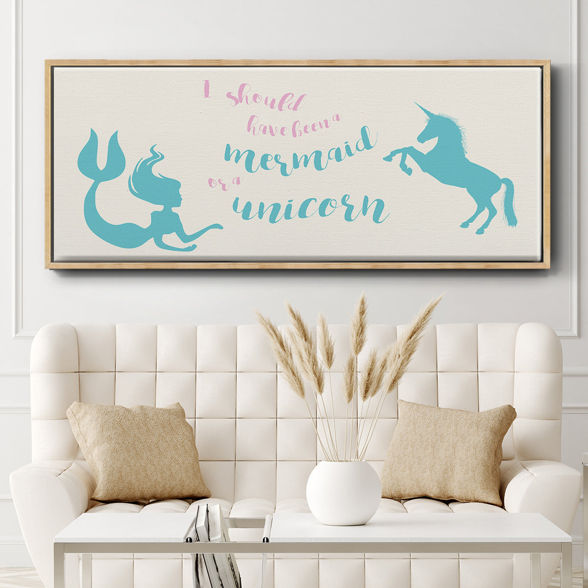 Mermaid Unicorn - Floater Framed Canvas Print