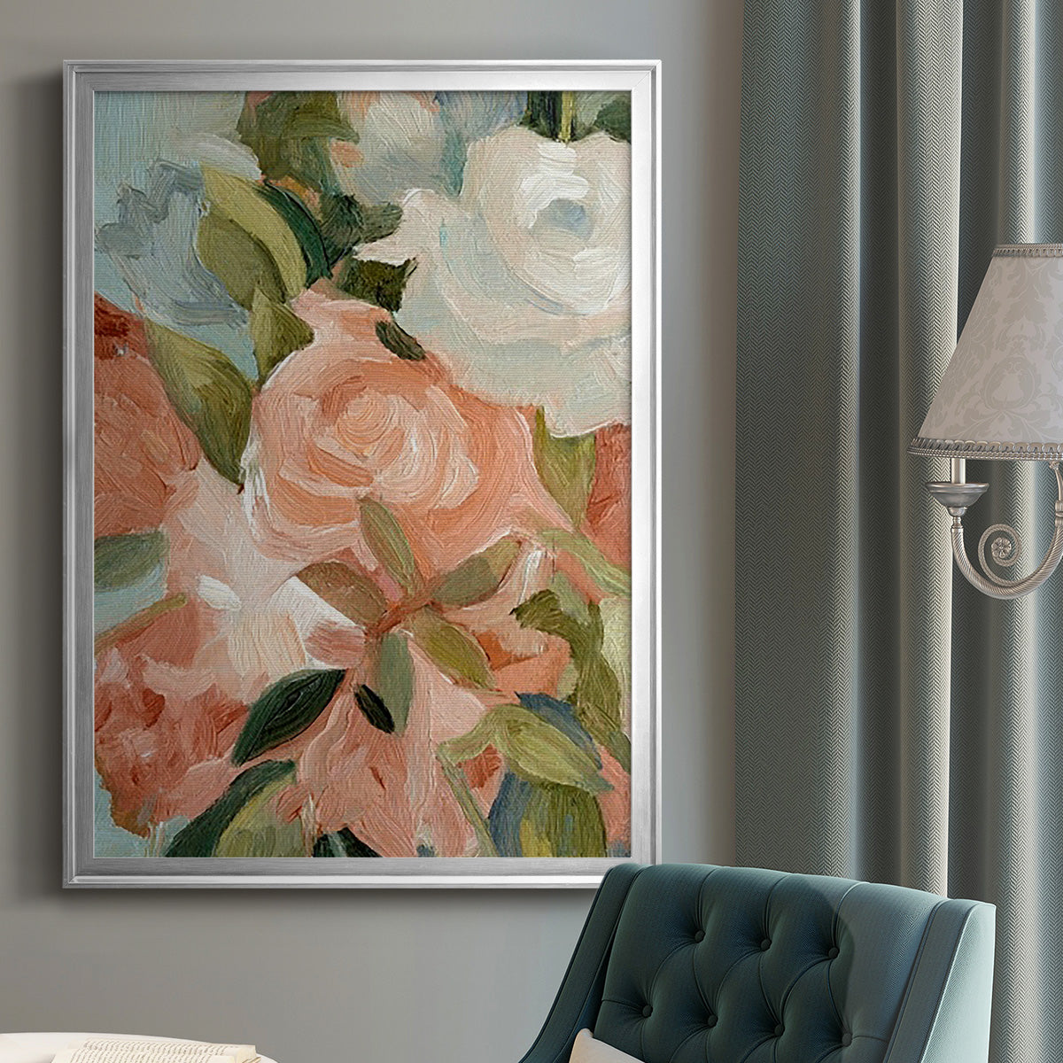 Bouquet Scatter III - Modern Framed Canvas Print