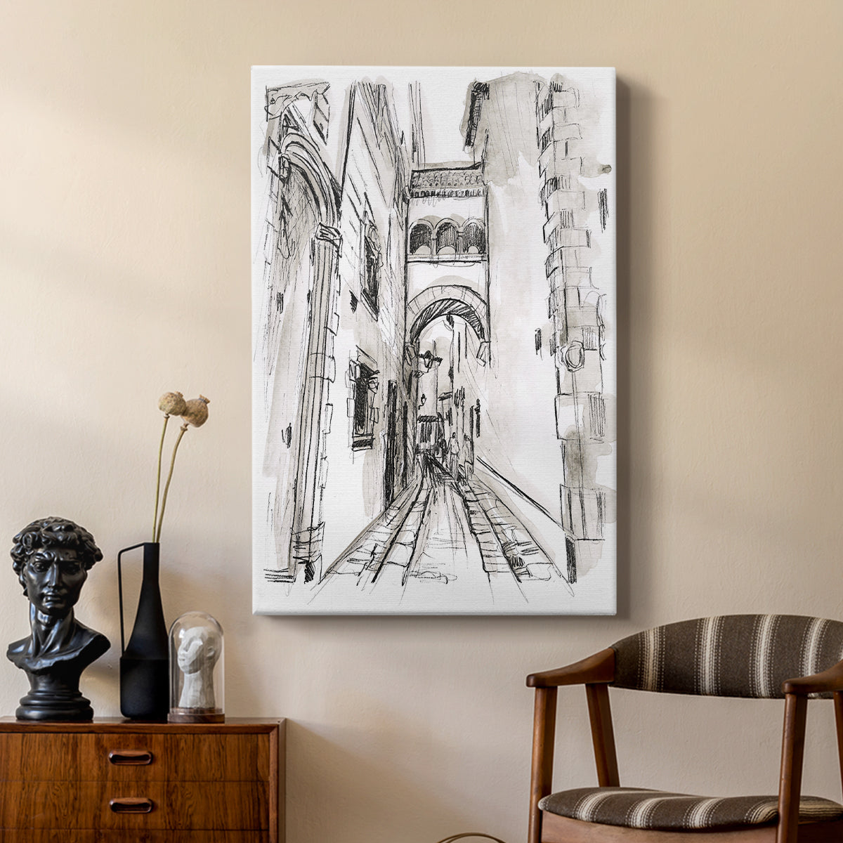 Europe Street Sketches II - Canvas Art Print