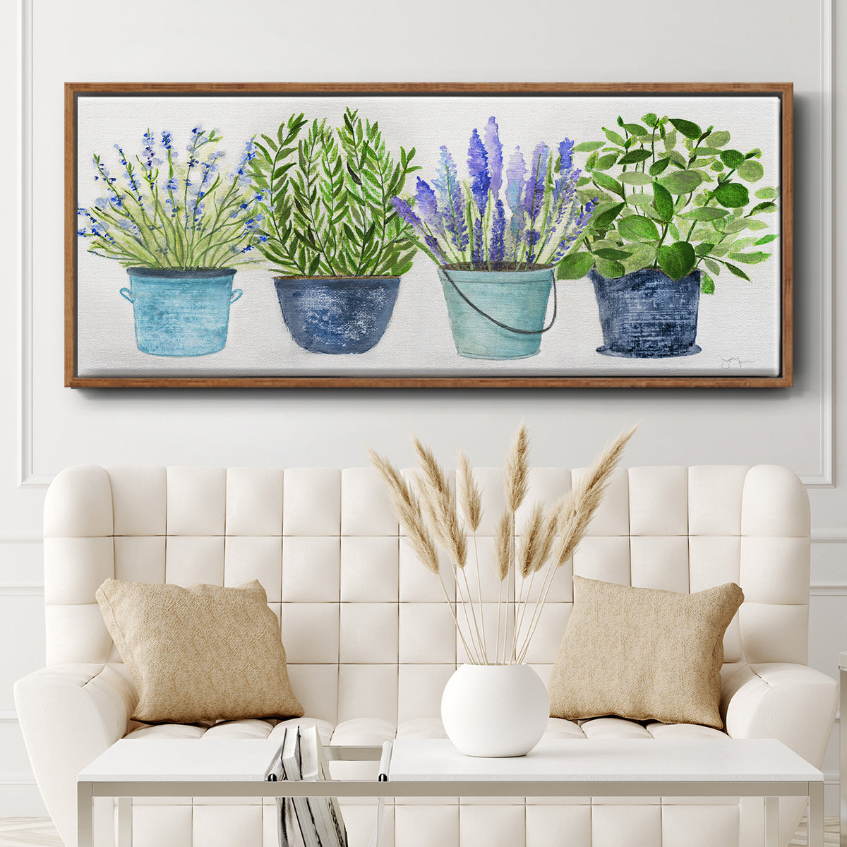Fresh Herb Collection - Floater Framed Canvas Print