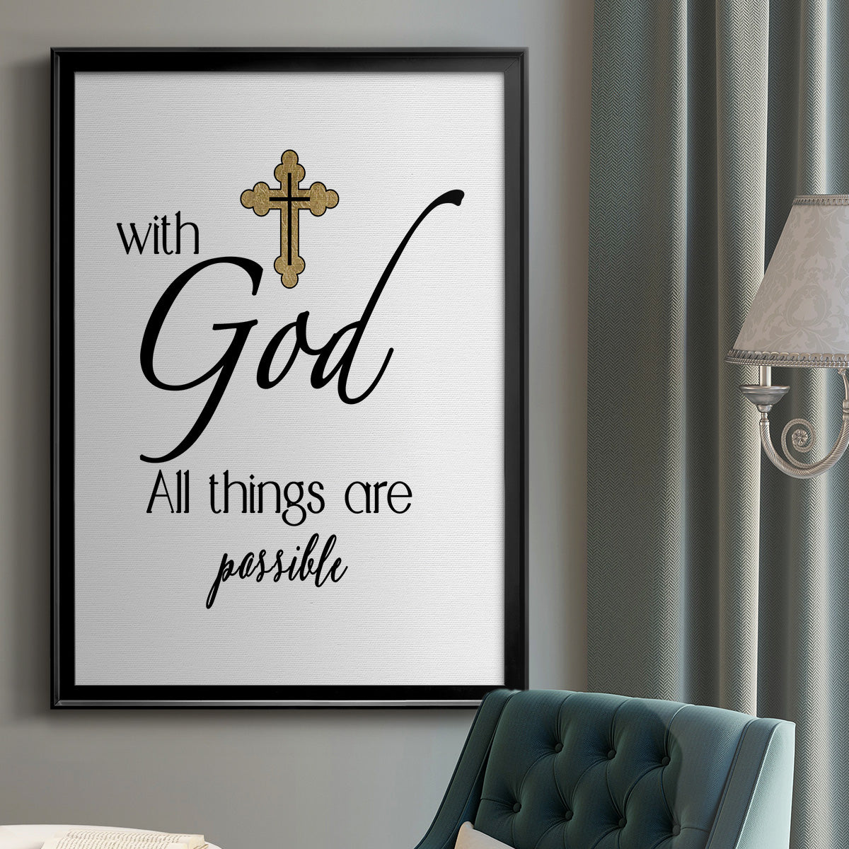 All Things Possible Gold - Modern Framed Canvas Print