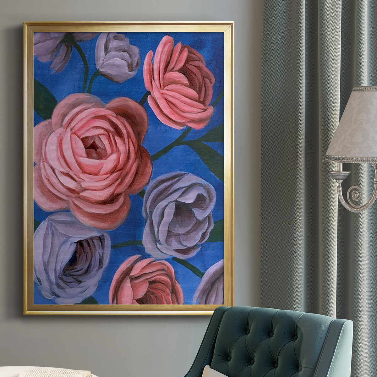 Layered Petals II - Modern Framed Canvas Print