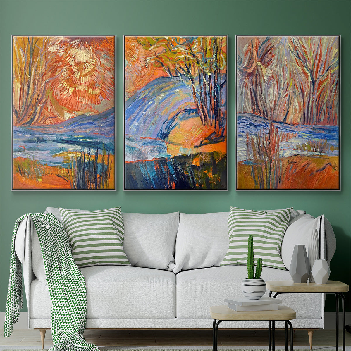 Cadmium Winter Solstice I - Framed Premium Gallery Wrapped Canvas L Frame 3 Piece Set - Ready to Hang