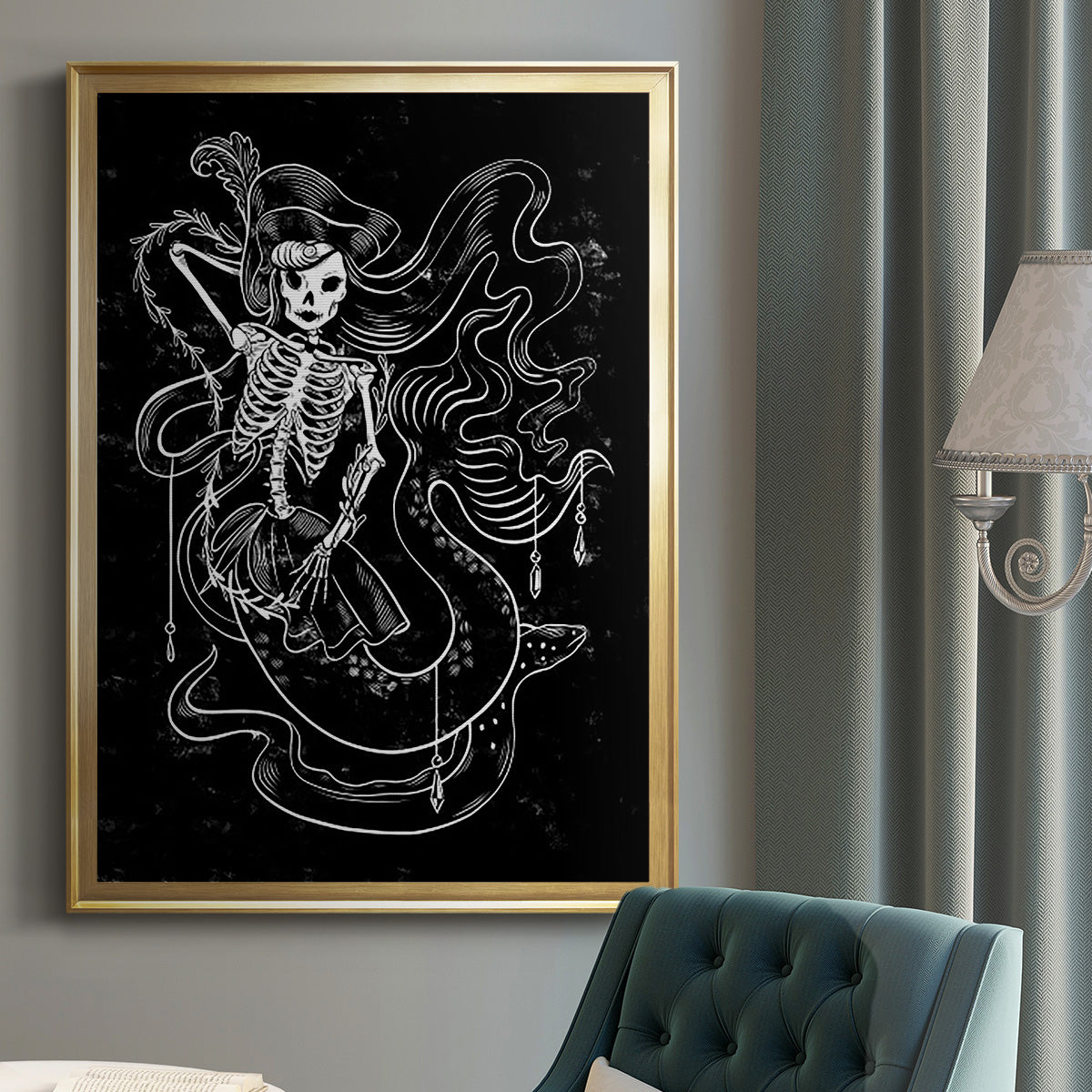 Pirate Mermaids II - Modern Framed Canvas Print