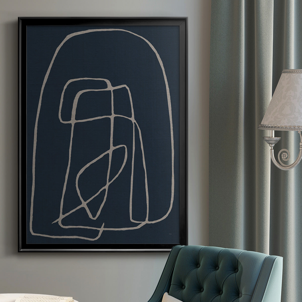 Shapes and Night Sky I - Modern Framed Canvas Print