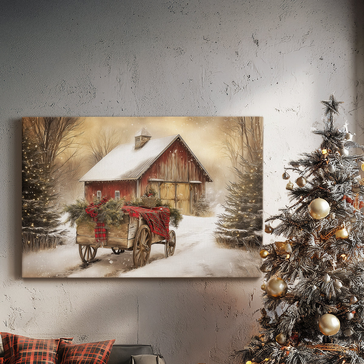 Dawn of Candlelit Village - Canvas Art Print