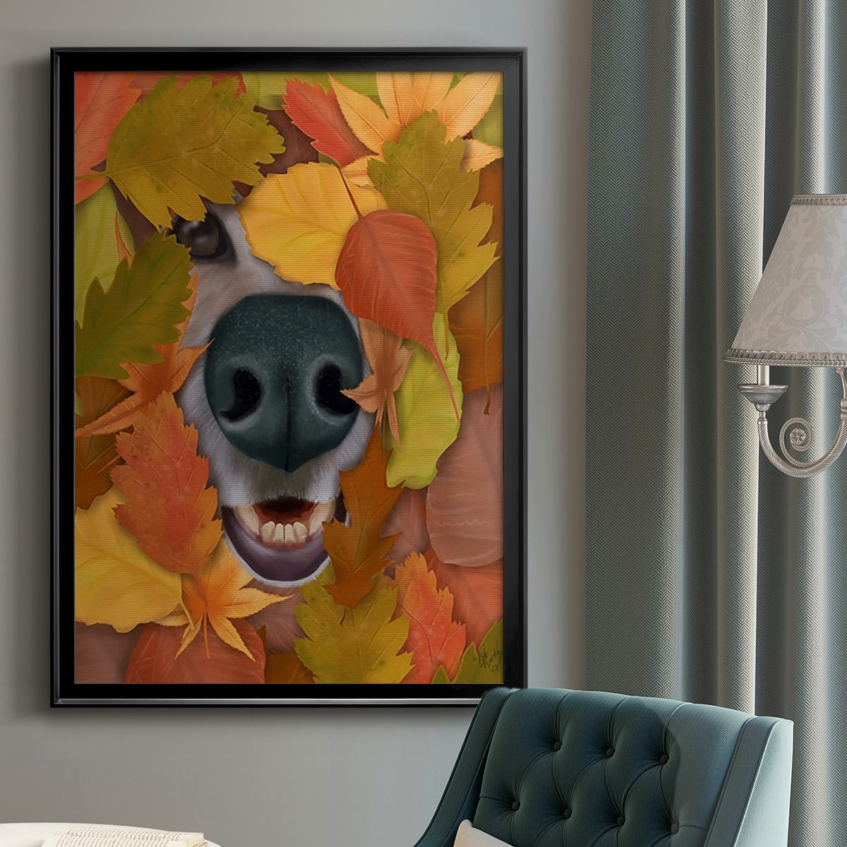 Sniffing Out Autumn - Modern Framed Canvas Print