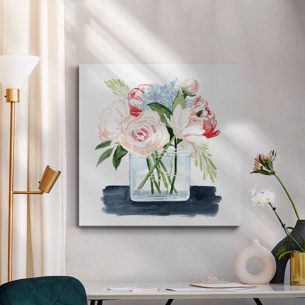 Loose Watercolor Bouquet I - Canvas Art Print