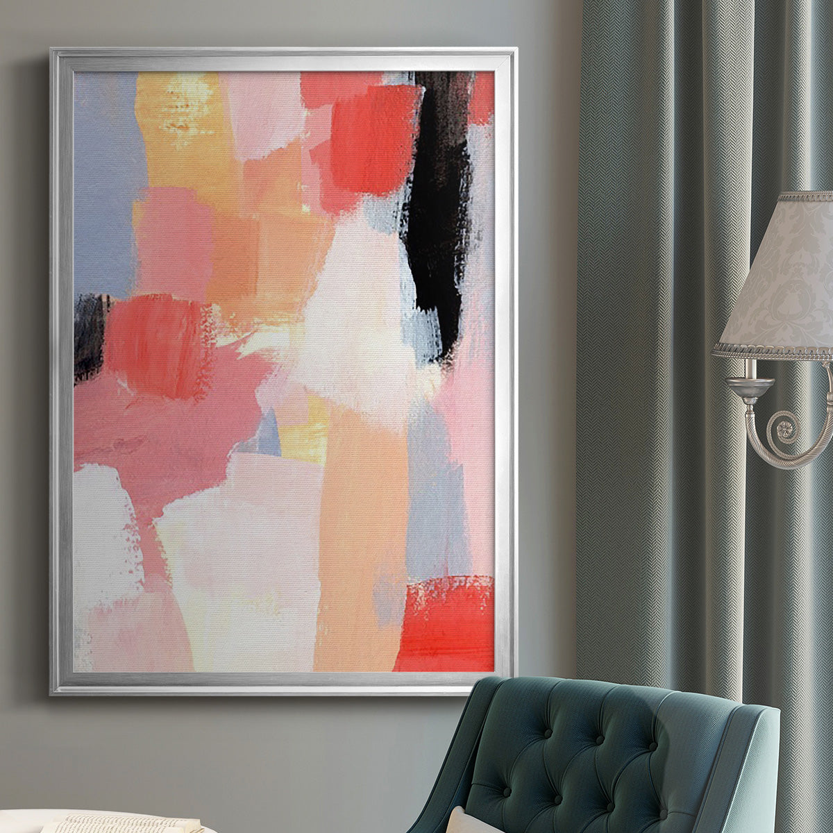 Aerial Scarlet I - Modern Framed Canvas Print