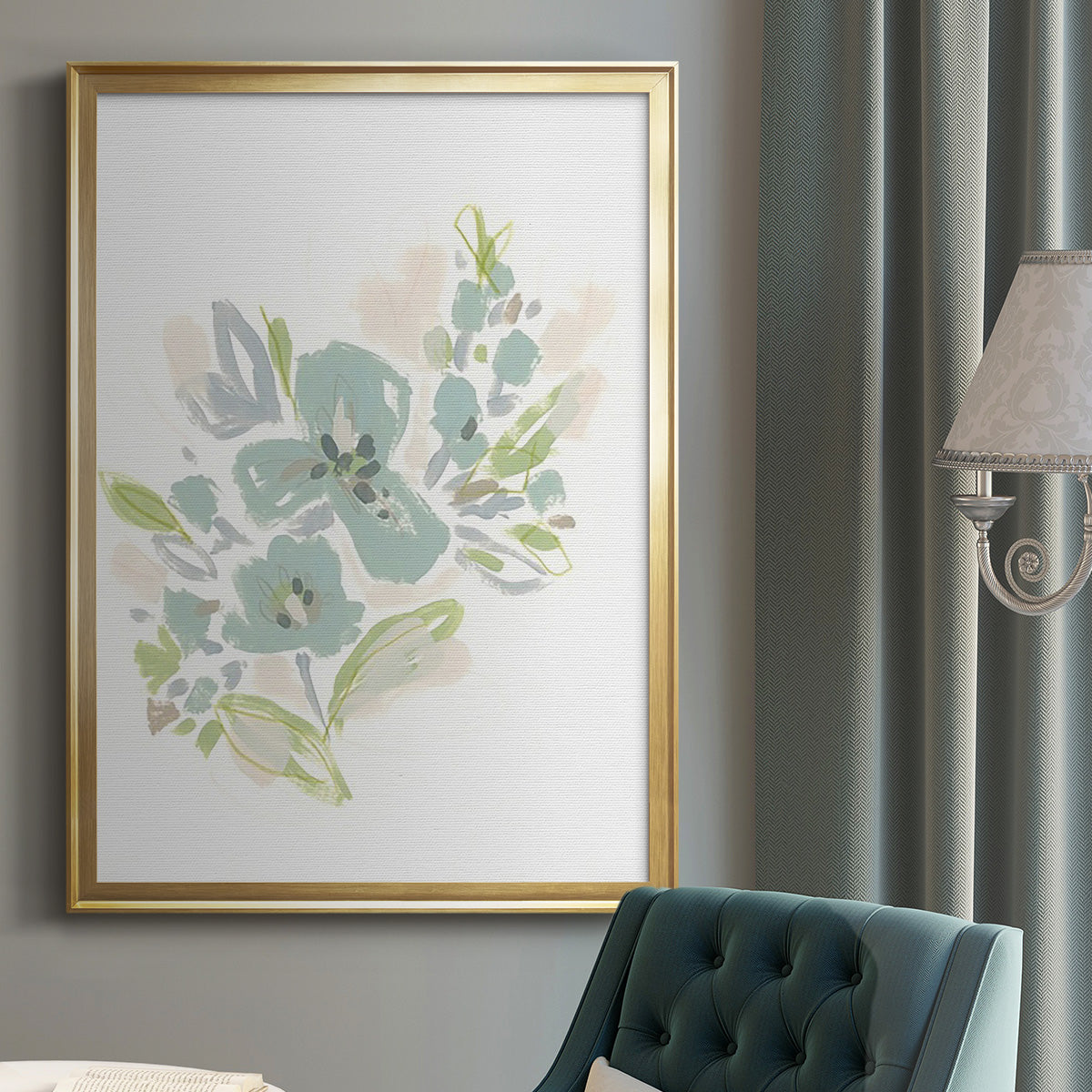 Seafoam Petals III - Modern Framed Canvas Print