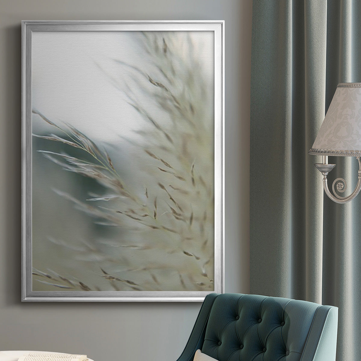 Subtle Grasses II - Modern Framed Canvas Print