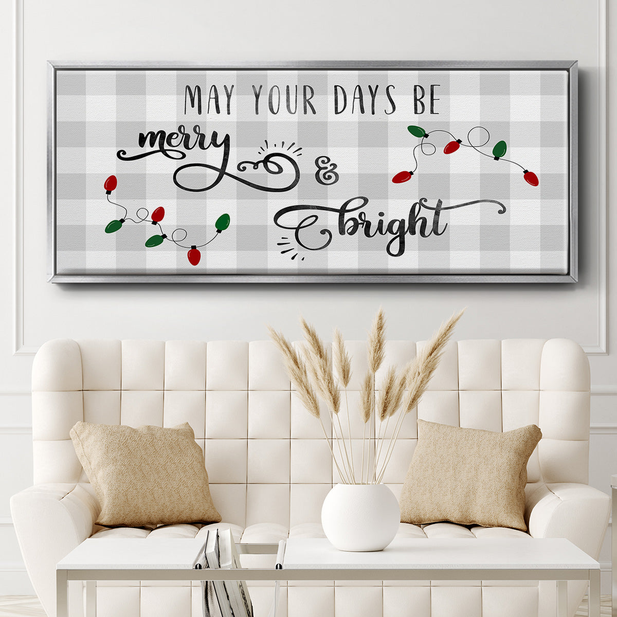Buffalo Check Merry - Floater Framed Canvas Print