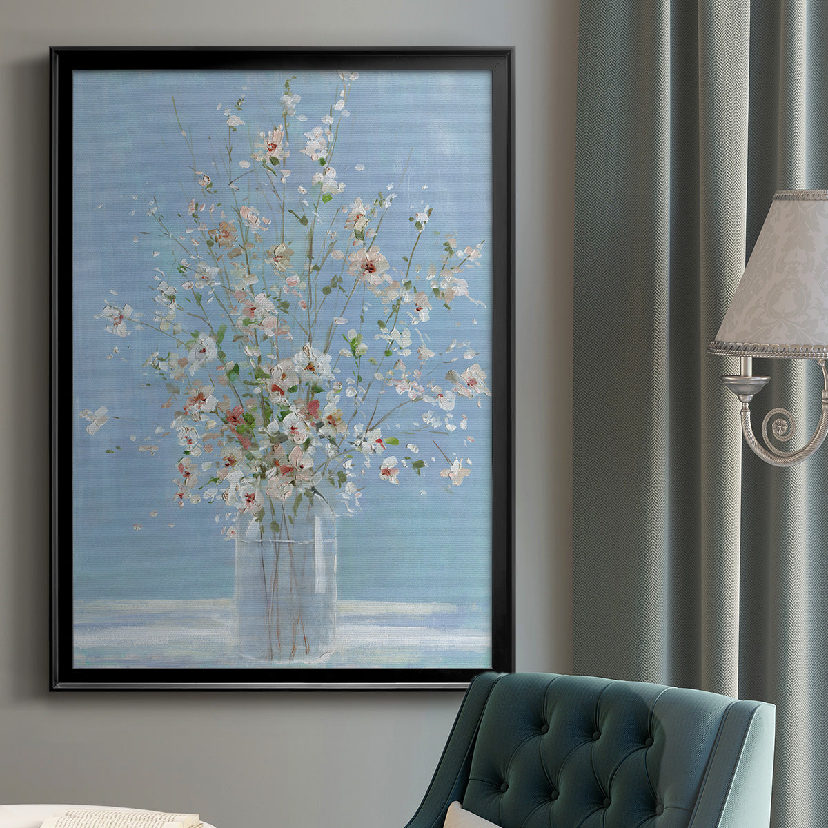 Cherry Blossom Arrangement - Modern Framed Canvas Print