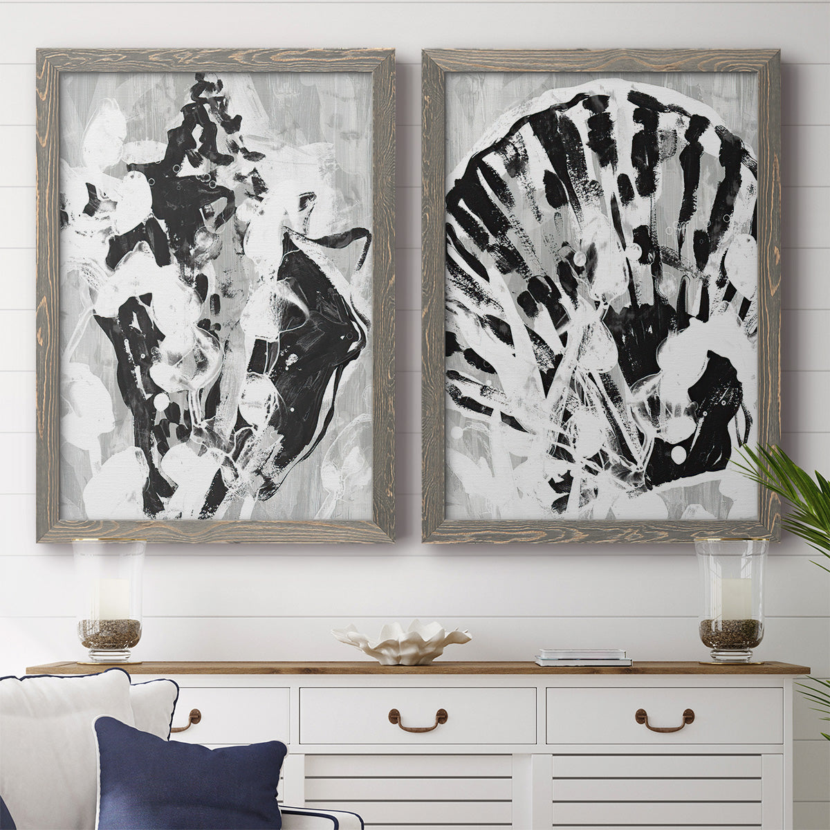 Ocean Inkblot I - Premium Framed Canvas 2 Piece Set - Ready to Hang