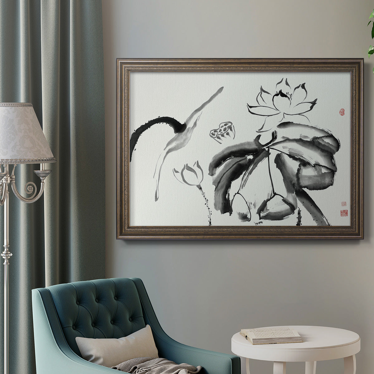 Lotus Study III Premium Framed Canvas- Ready to Hang