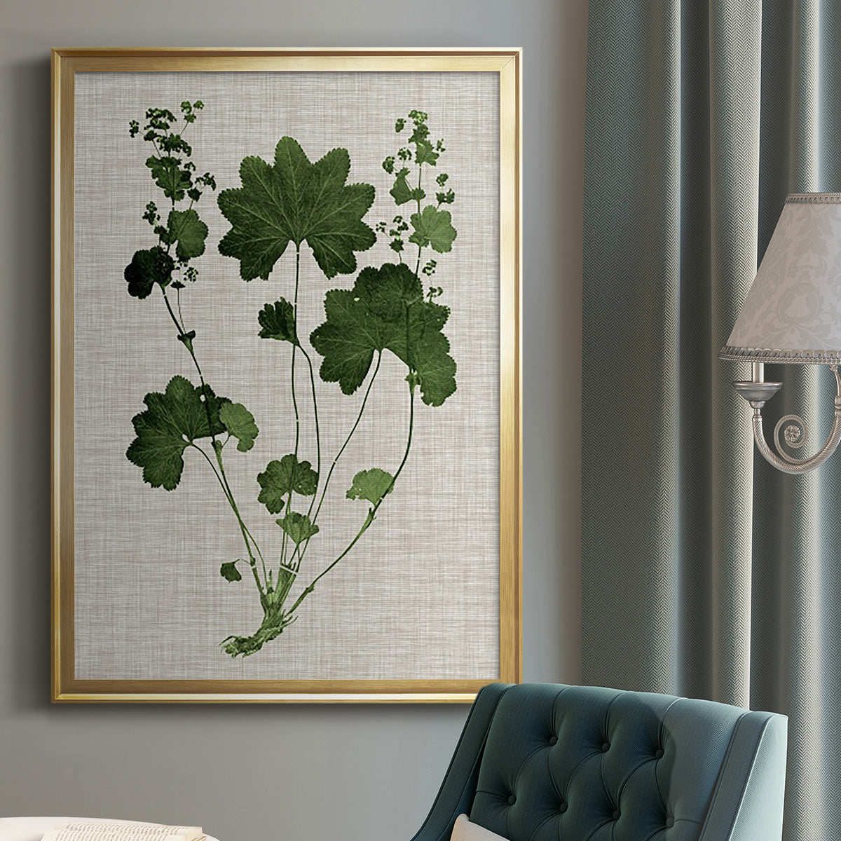 Forest Foliage on Linen IV - Modern Framed Canvas Print