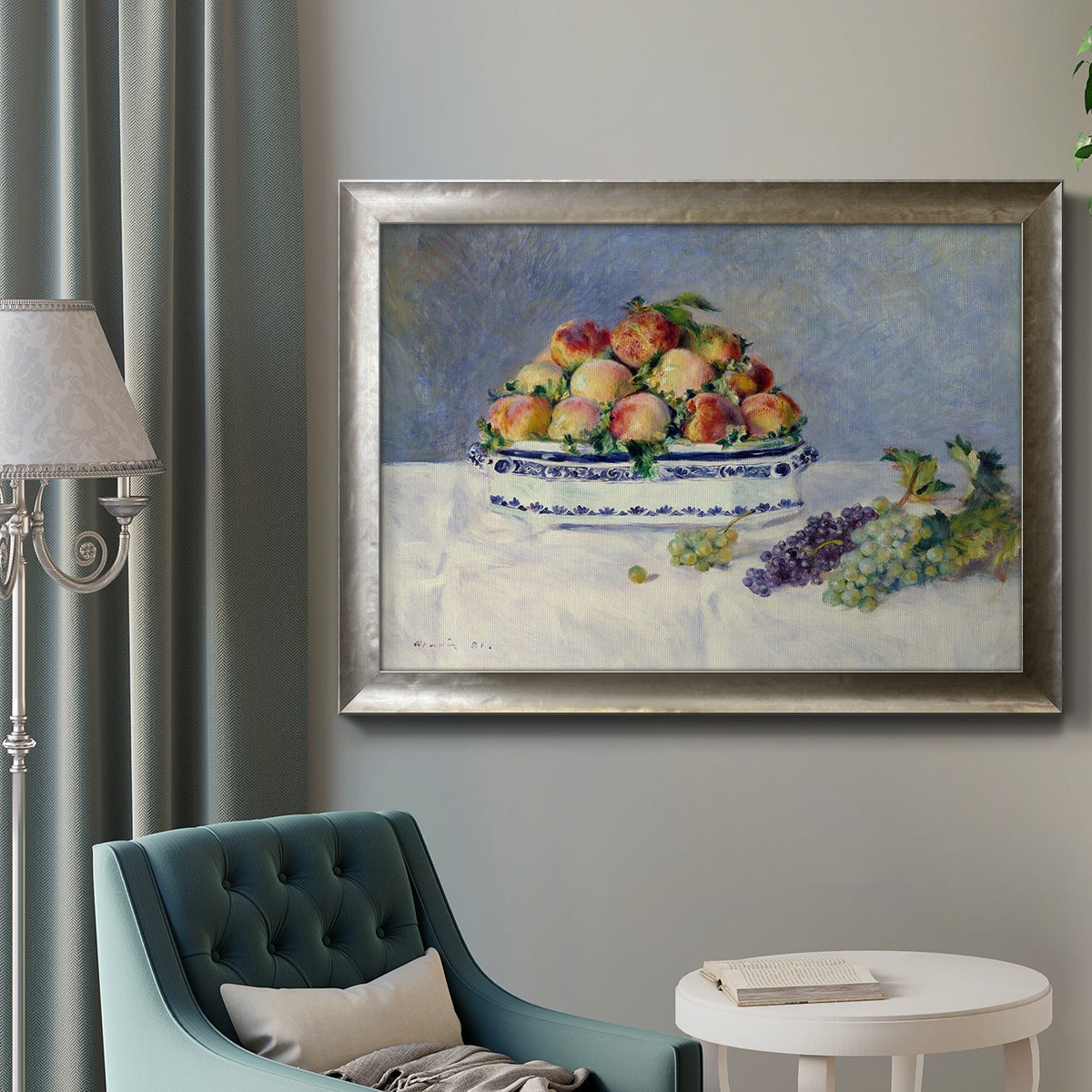 Still Life with Peaches and Grapes Premium Framed Canvas- Ready to Hang