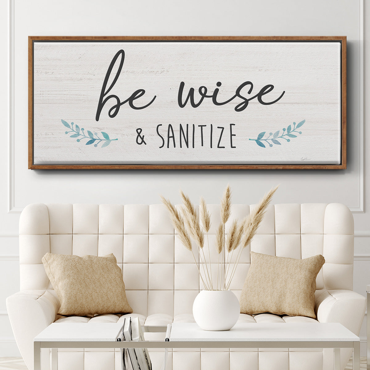 Be Wise & Sanitize - Floater Framed Canvas Print