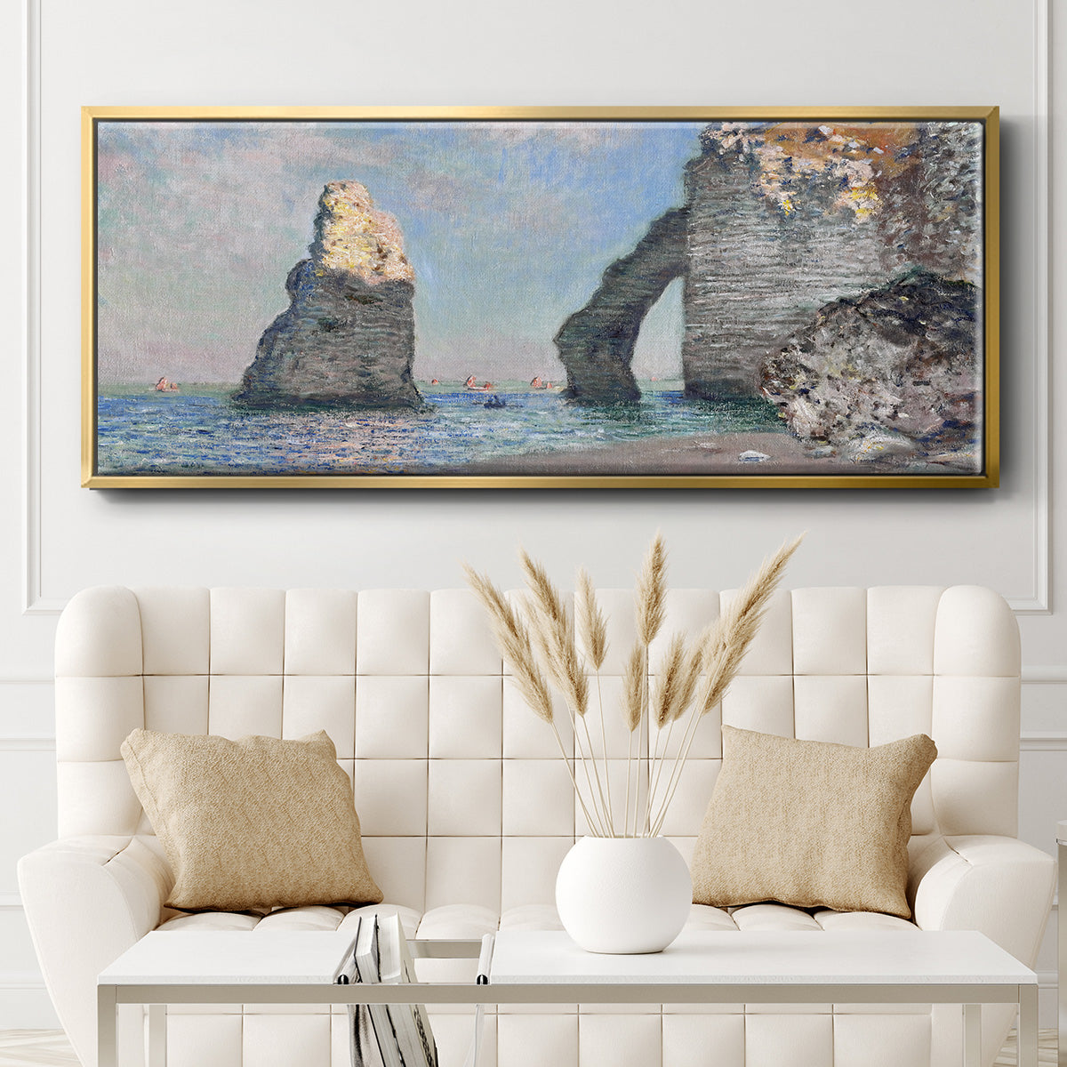 The Rock Needle and the Porte d'Aval, 1885 (Clark Art Institute version) - Floater Framed Canvas Print