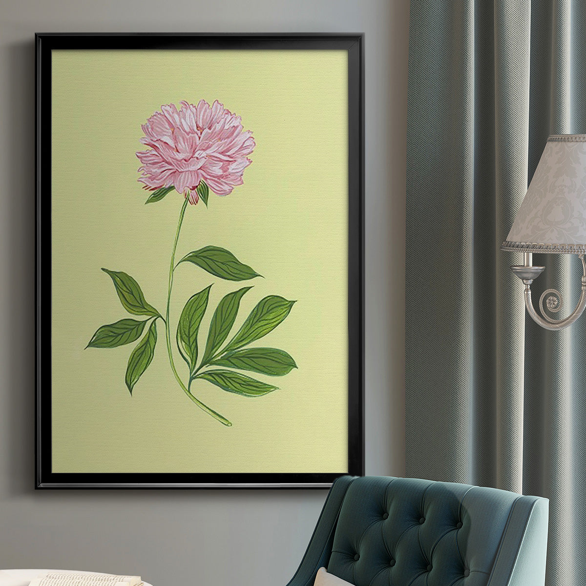 Peonies in Yellow I - Modern Framed Canvas Print