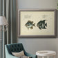 Antique fish chart illustration in an ornate vintage silver frame displayed in a neutral interior setting.