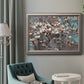 Modern spring dogwood flower photograph in an ornate vintage silver frame displayed in a neutral interior setting.