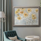 Impressionist poppy floral watercolor painting in an ornate vintage silver frame displayed in a neutral interior setting.