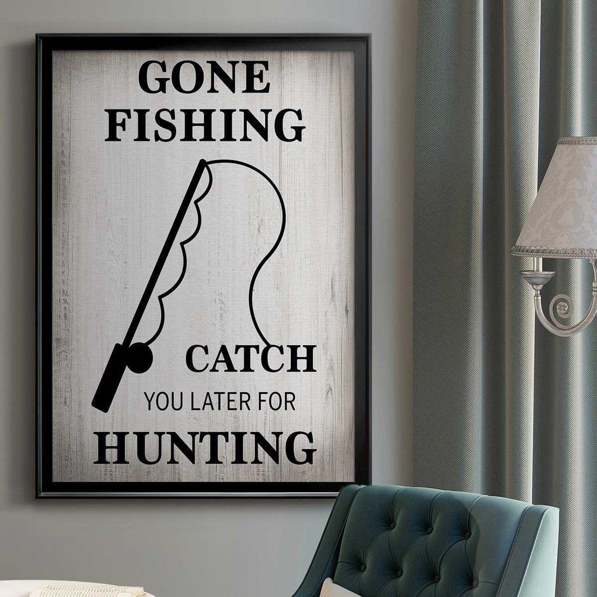 Gone Fishing - Modern Framed Canvas Print