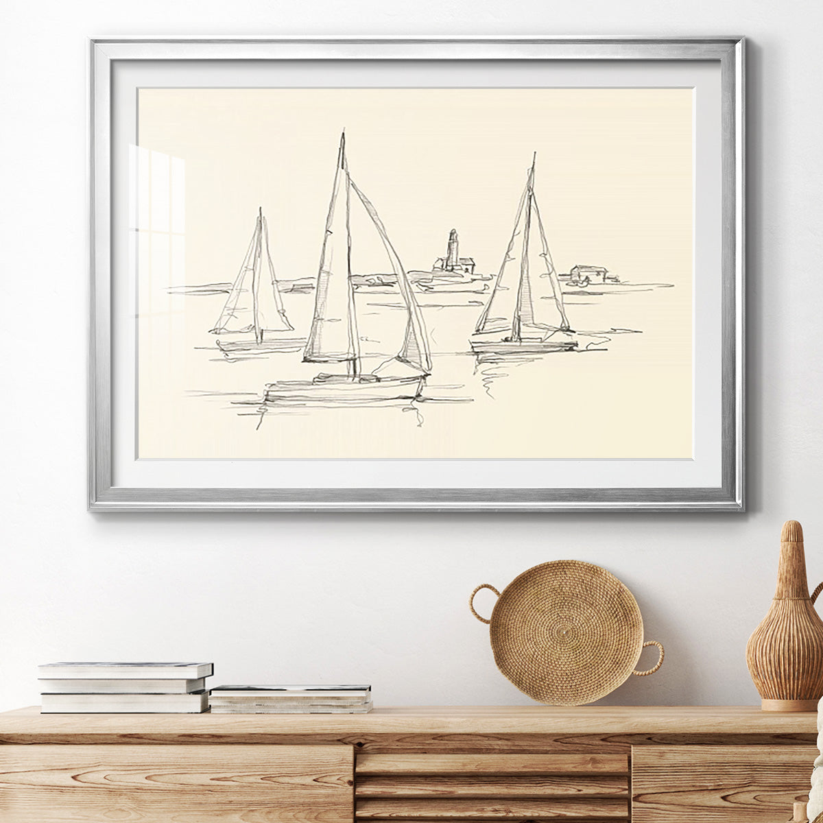 Coastal Contour Sketch II Premium Framed Print - Ready to Hang