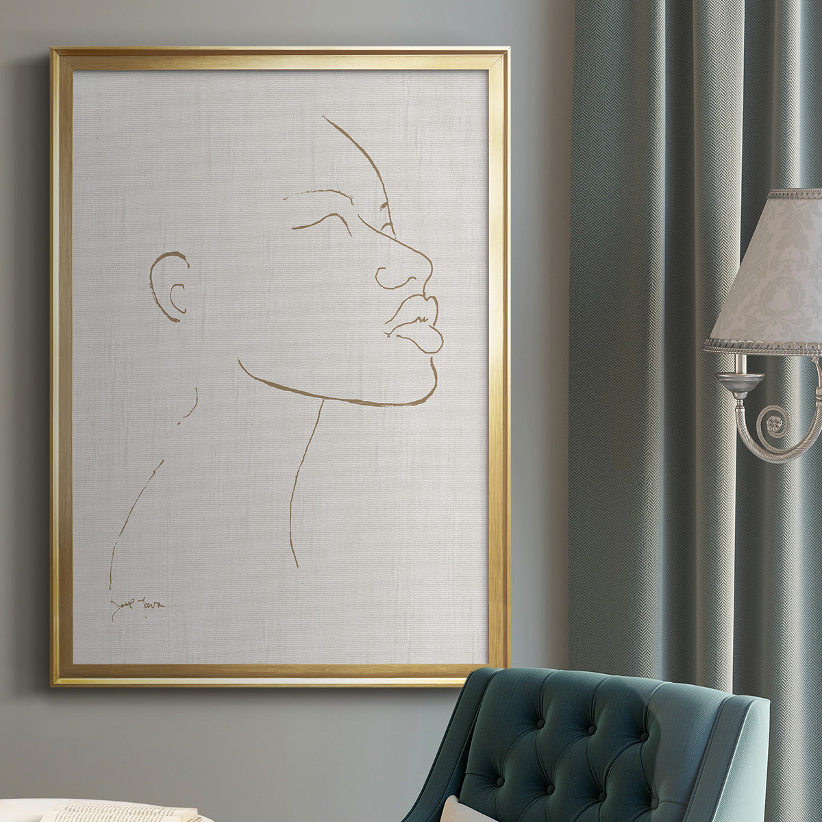 Portrait Sketch I - Modern Framed Canvas Print