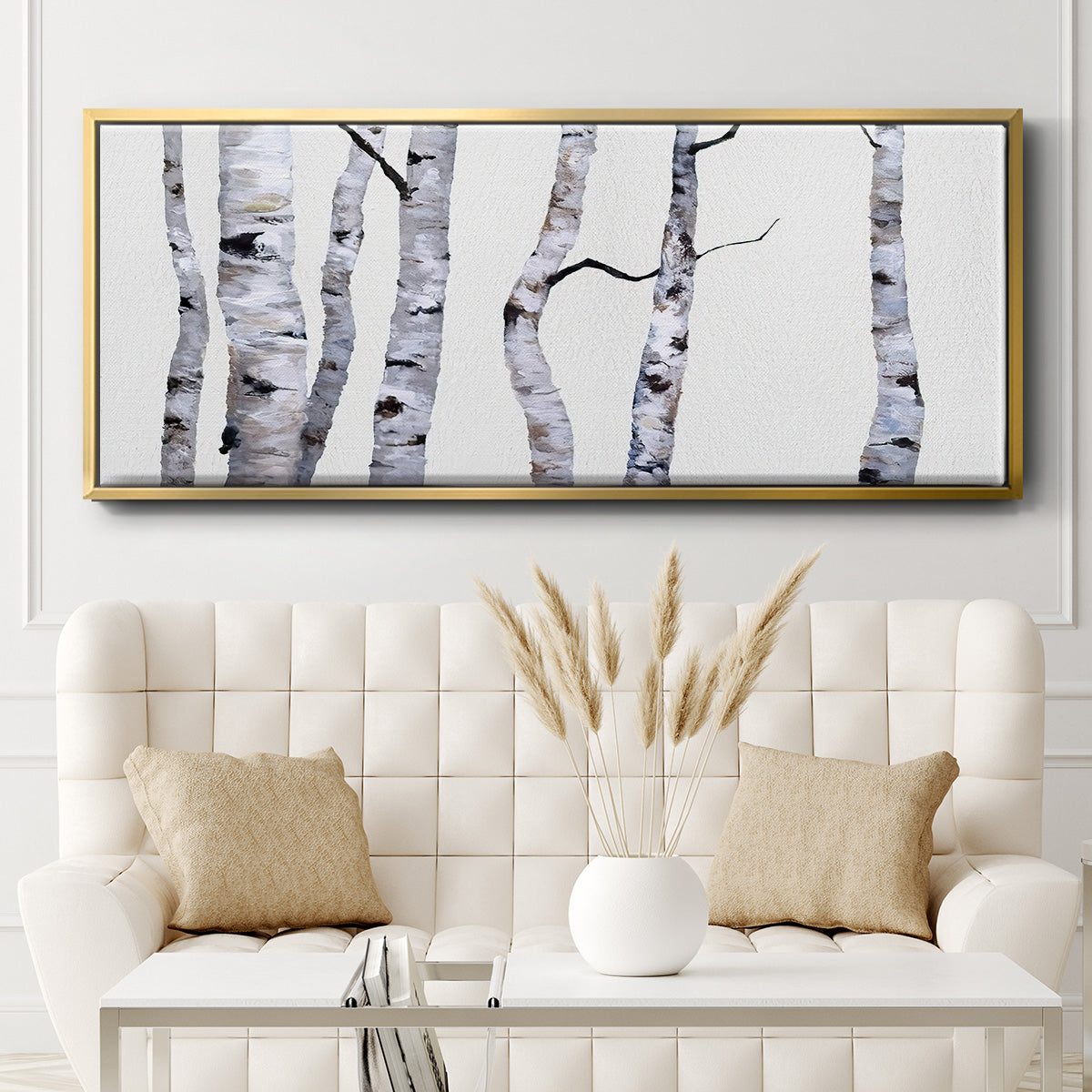 Birch Trees I - Floater Framed Canvas Print