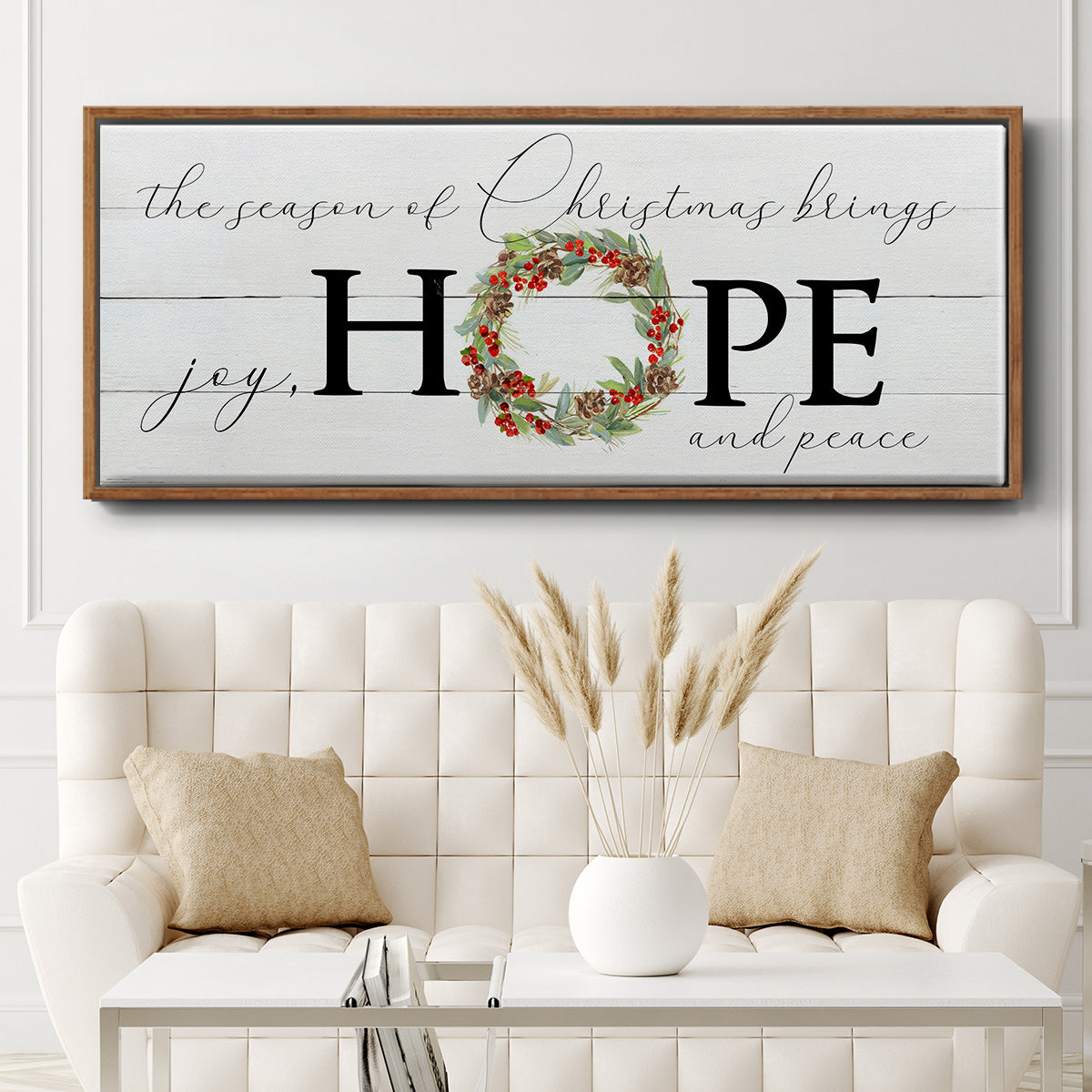 Joy Hope and Peace - Floater Framed Canvas Print