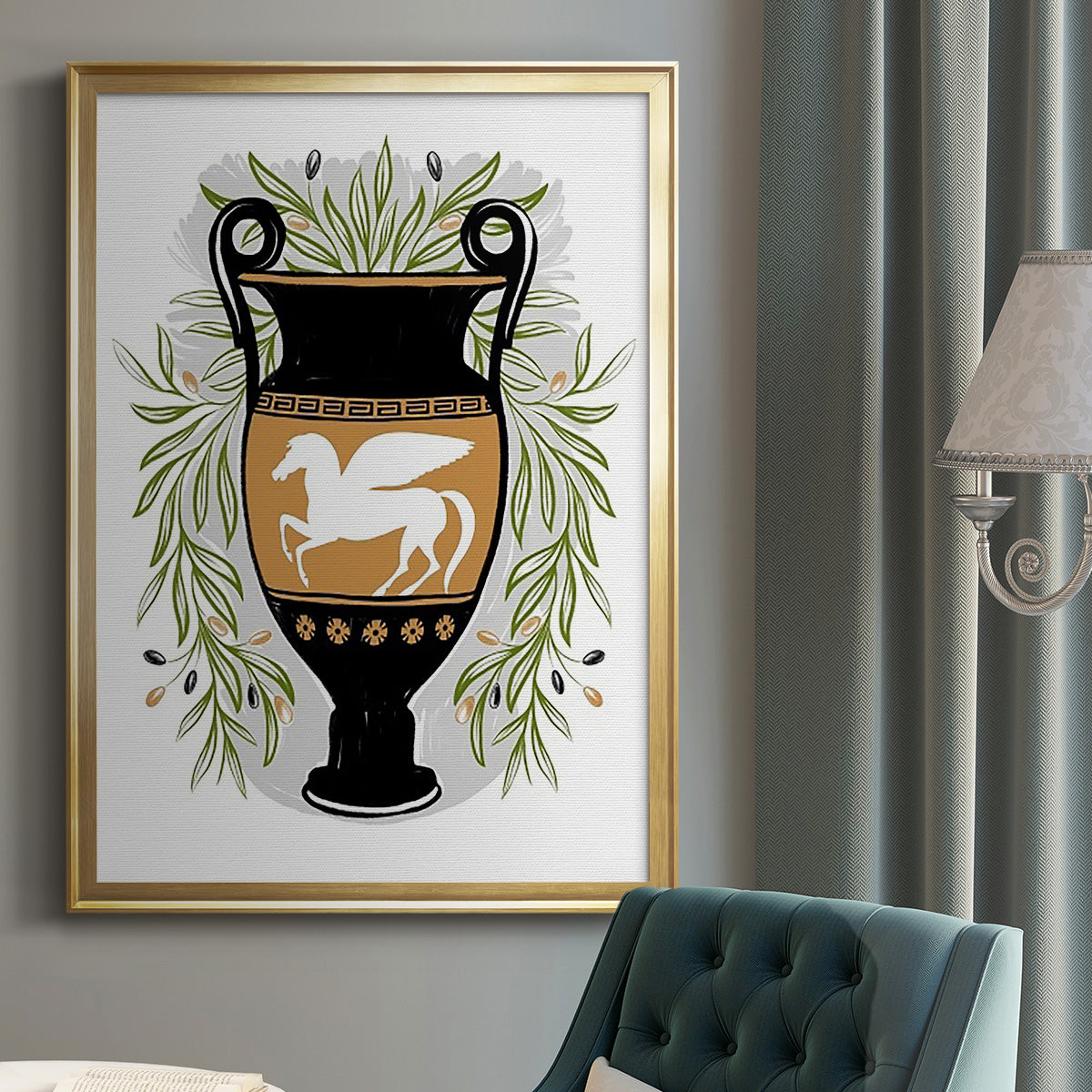 Greek Vases III - Modern Framed Canvas Print