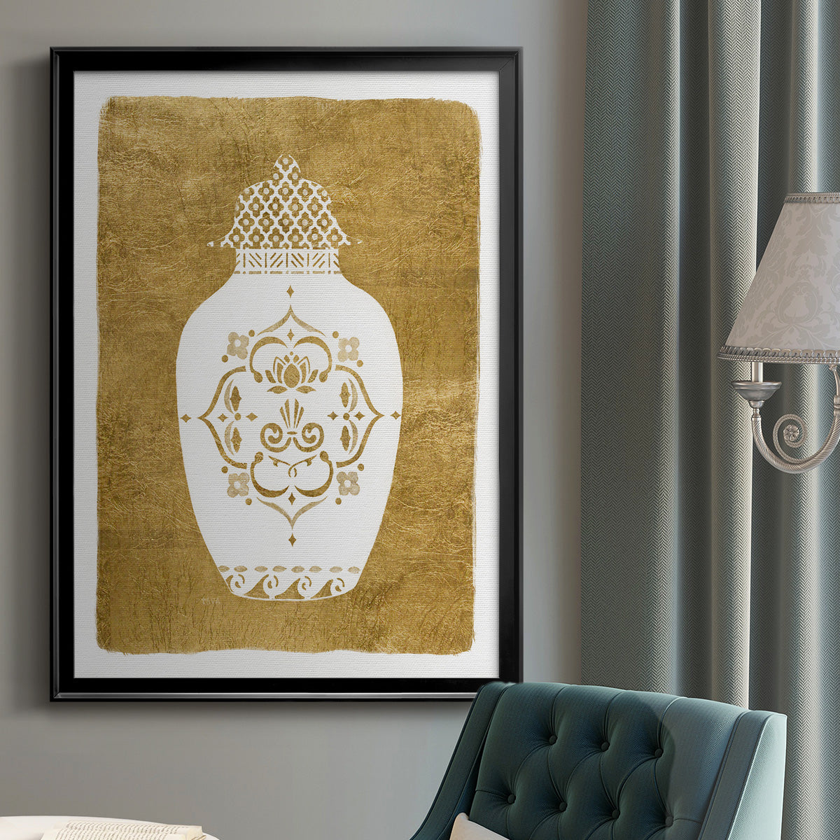 Golden Urn I - Modern Framed Canvas Print