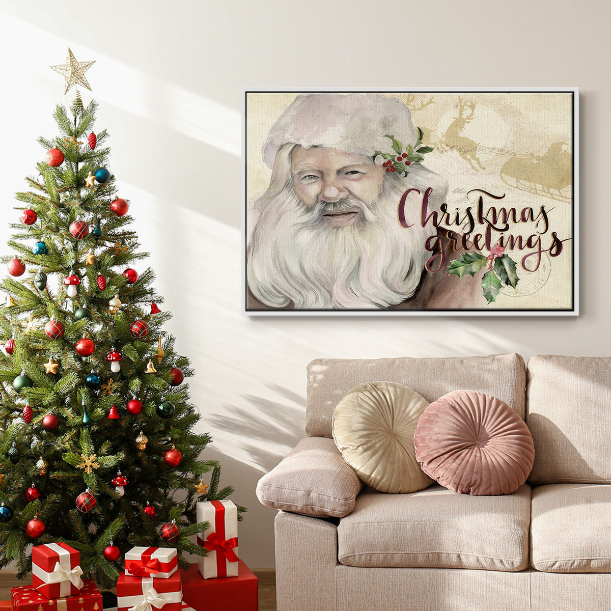 Christmas Greetings Collection A - Floater Framed Canvas Print