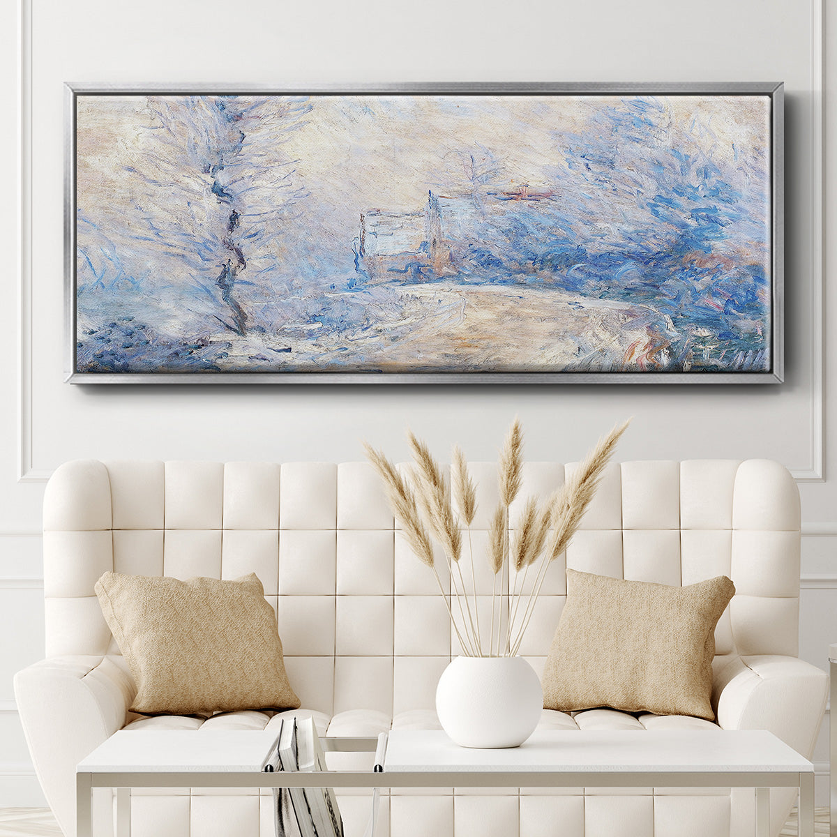 The Entrance to Giverny Under the Snow, 1885 - Floater Framed Canvas Print