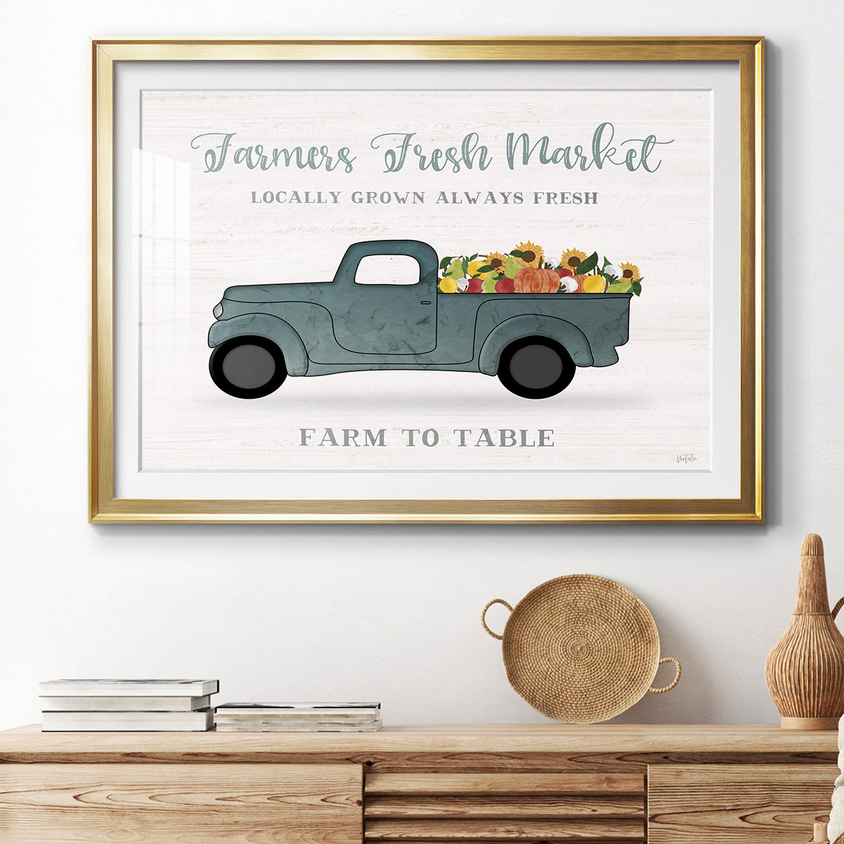 Fresh Sunflowers Truck - Modern Framed Art Print