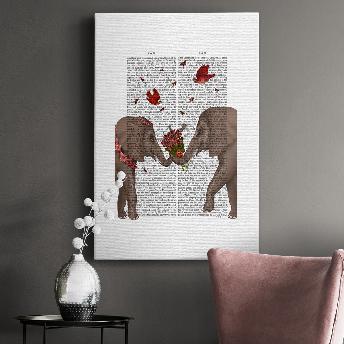 Elephant Bouquet, Portrait Premium Gallery Wrapped Canvas - Ready to Hang