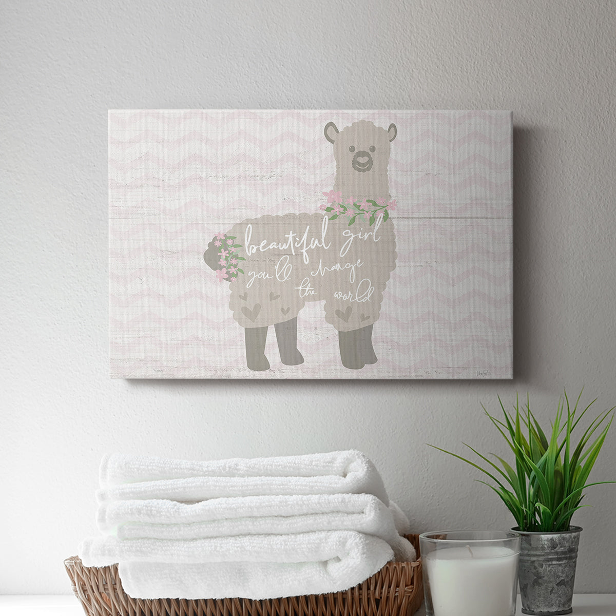 Floral Llama - Canvas Art Print