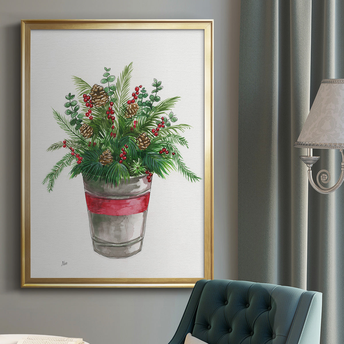 Winter Greens - Modern Framed Canvas Print