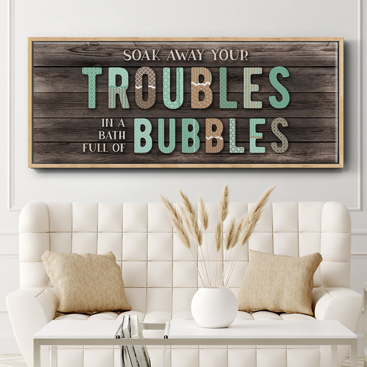 Troubles Bubbles - Floater Framed Canvas Print