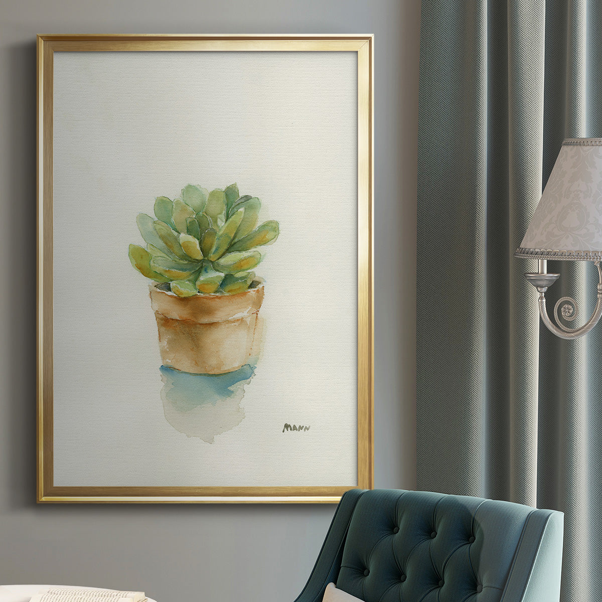 Succulent II - Modern Framed Canvas Print