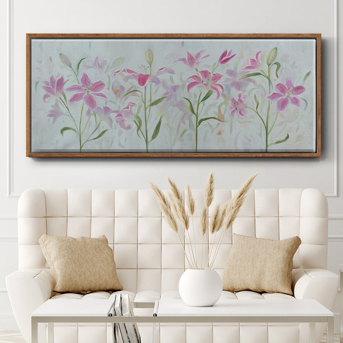 Dancing Pink Trio III - Floater Framed Canvas Print