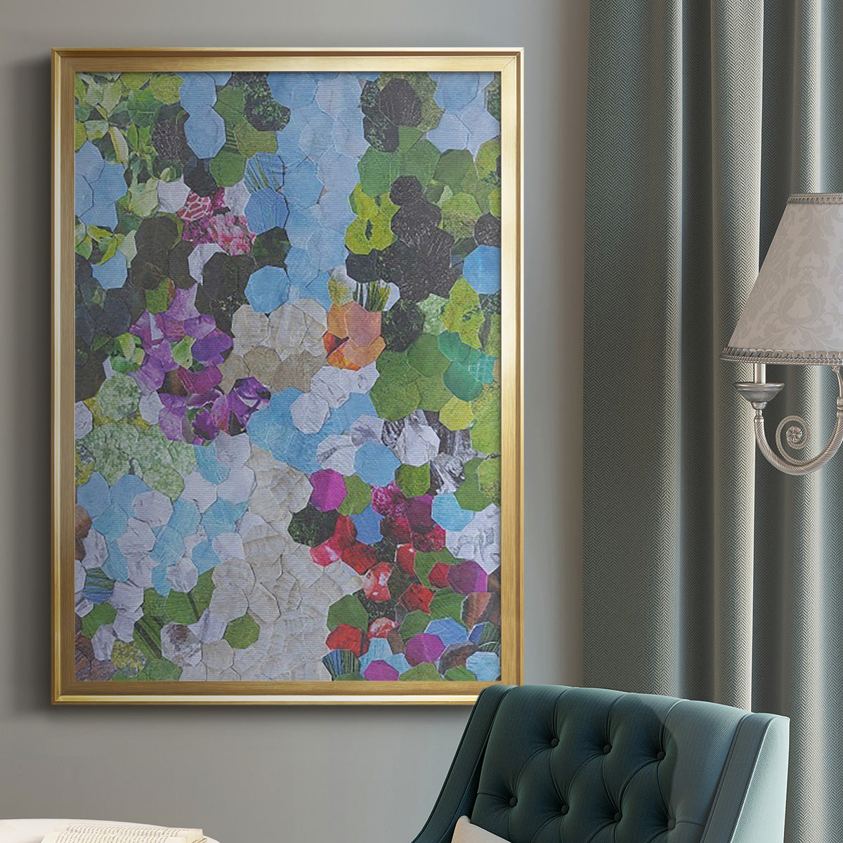 Iris Garden - Modern Framed Canvas Print