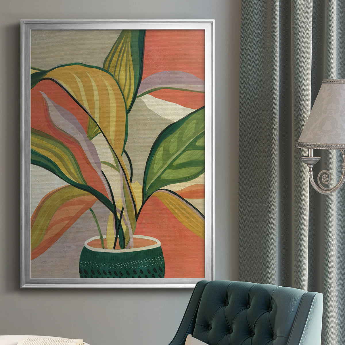 Potted Bird of Paradise - Modern Framed Canvas Print