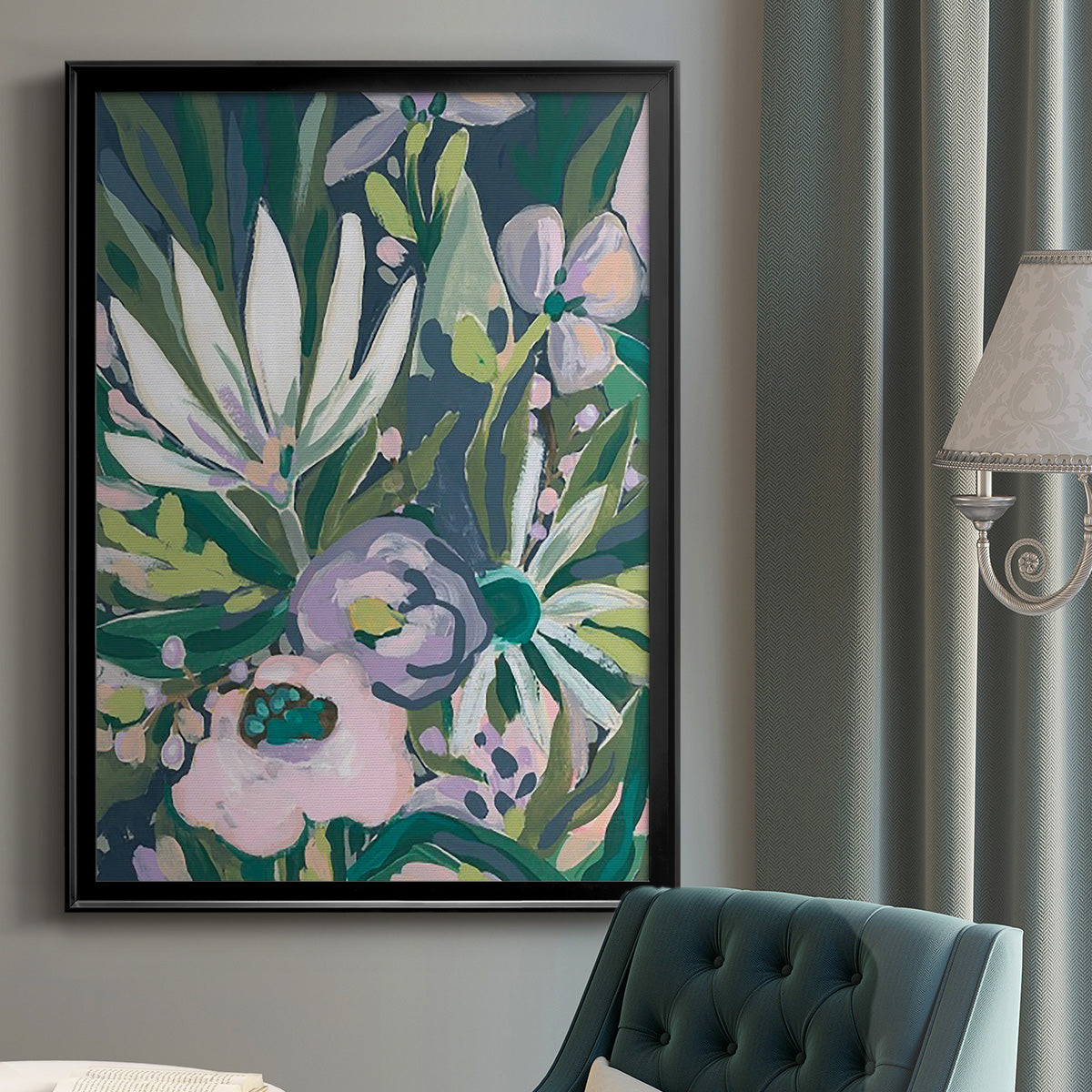 Purple Jungle Garden I - Modern Framed Canvas Print