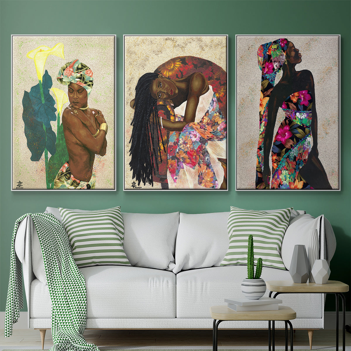 Woman Strong I - Framed Premium Gallery Wrapped Canvas L Frame 3 Piece Set - Ready to Hang