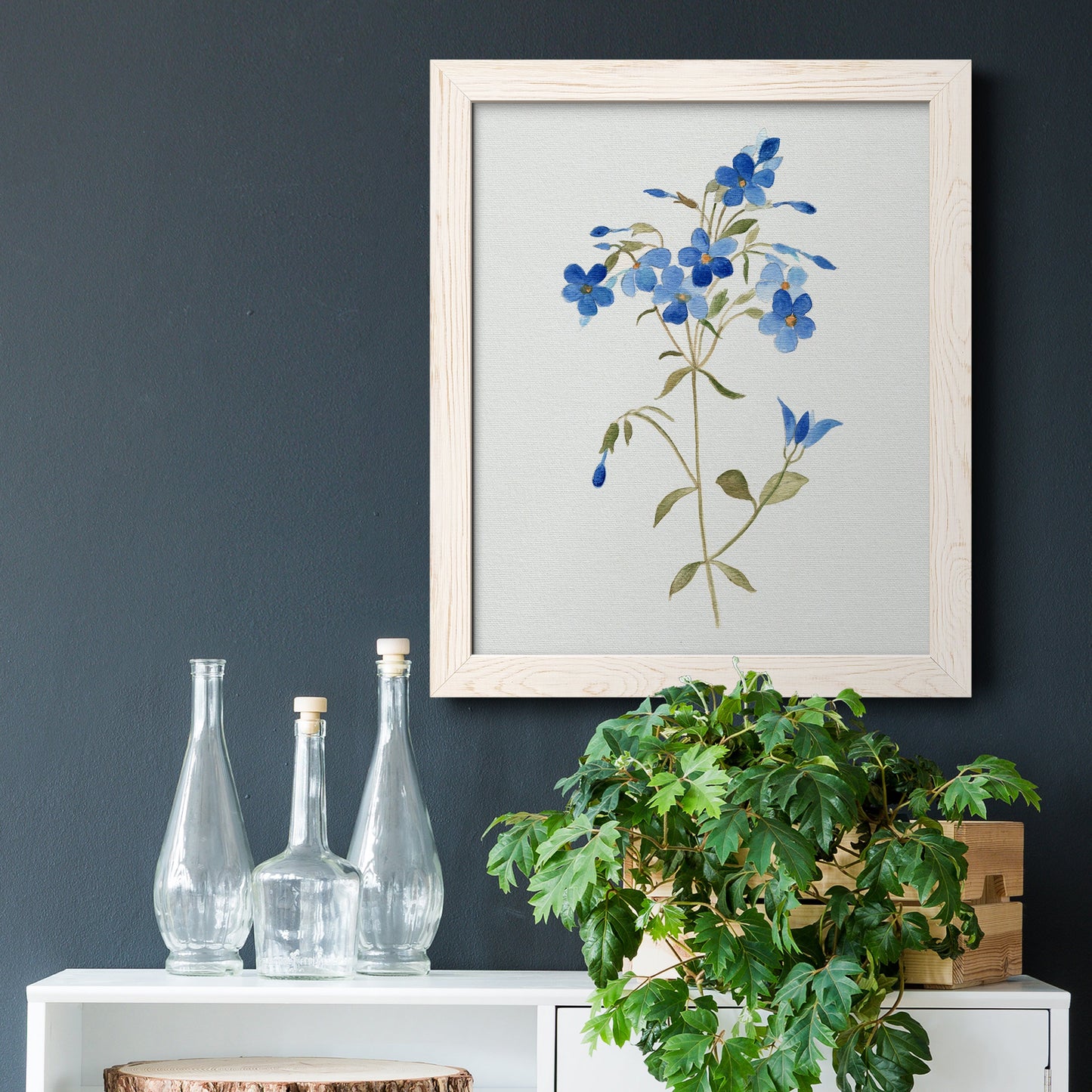 Blue Blossom Botanical II - Premium Canvas Framed in Barnwood - Ready to Hang